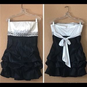 Black and white Jewel embellished Homecoming Dress